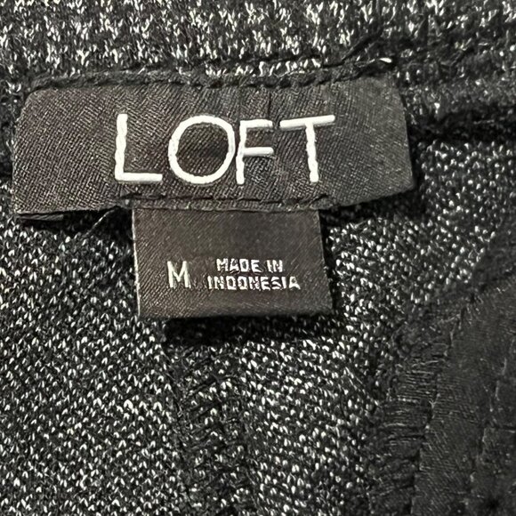 Loft M Gray Textured Pant Drawstring Waist Lightweight Comfortable Casual Office - Picture 7 of 14